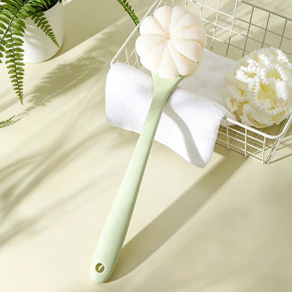 2 in 1 Double Sided Shower Brush with Loofah and Long Handle