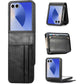 PU Wallet Card Holder Case for Samsung Galaxy Z Flip 6 7 8 with Stand-Black