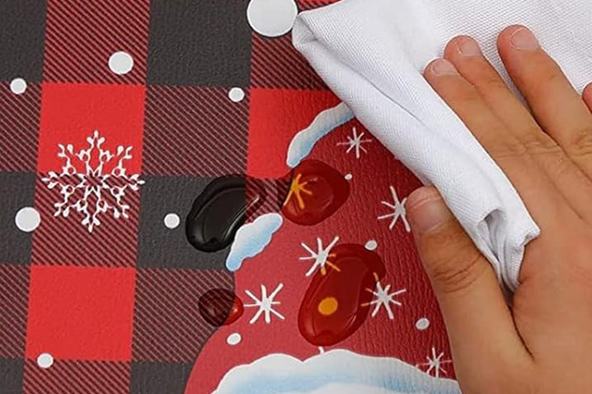 2PCS Christmas Floor Mats Set Non Slip Kitchen Rug for Bathroom Living Room Doorway