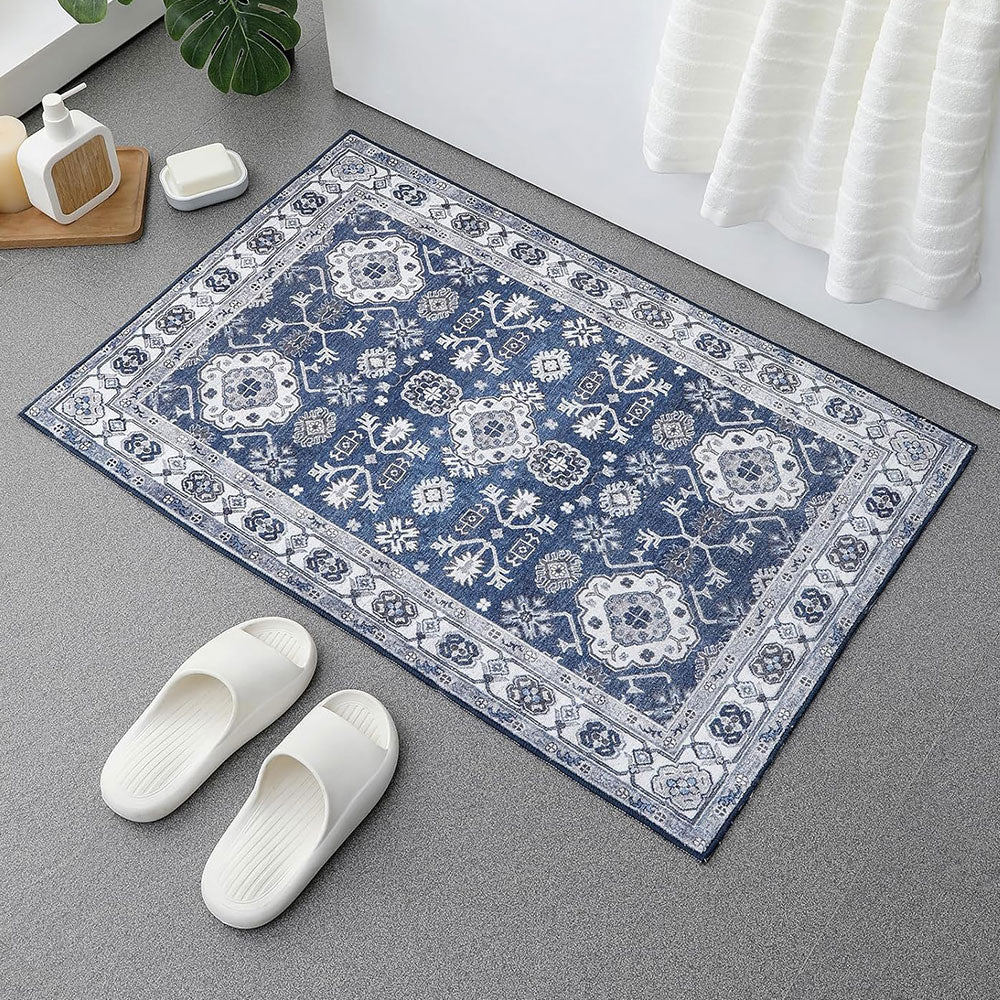 Vintage Design Runner Area Rug Doormat Allover Boho Machine Washable Mat