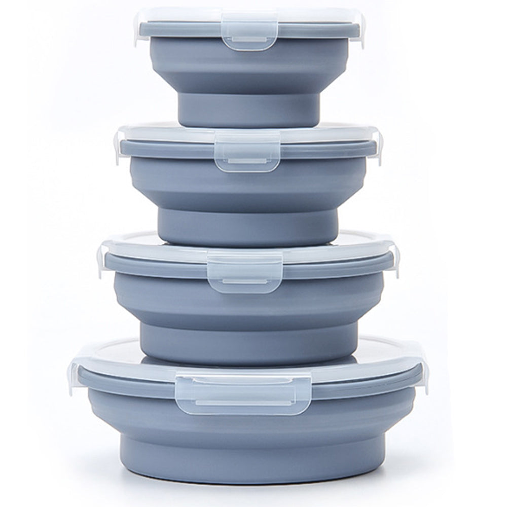 4Pcs Collapsible Food Storage Containers with Lid Microwave Freezer Security