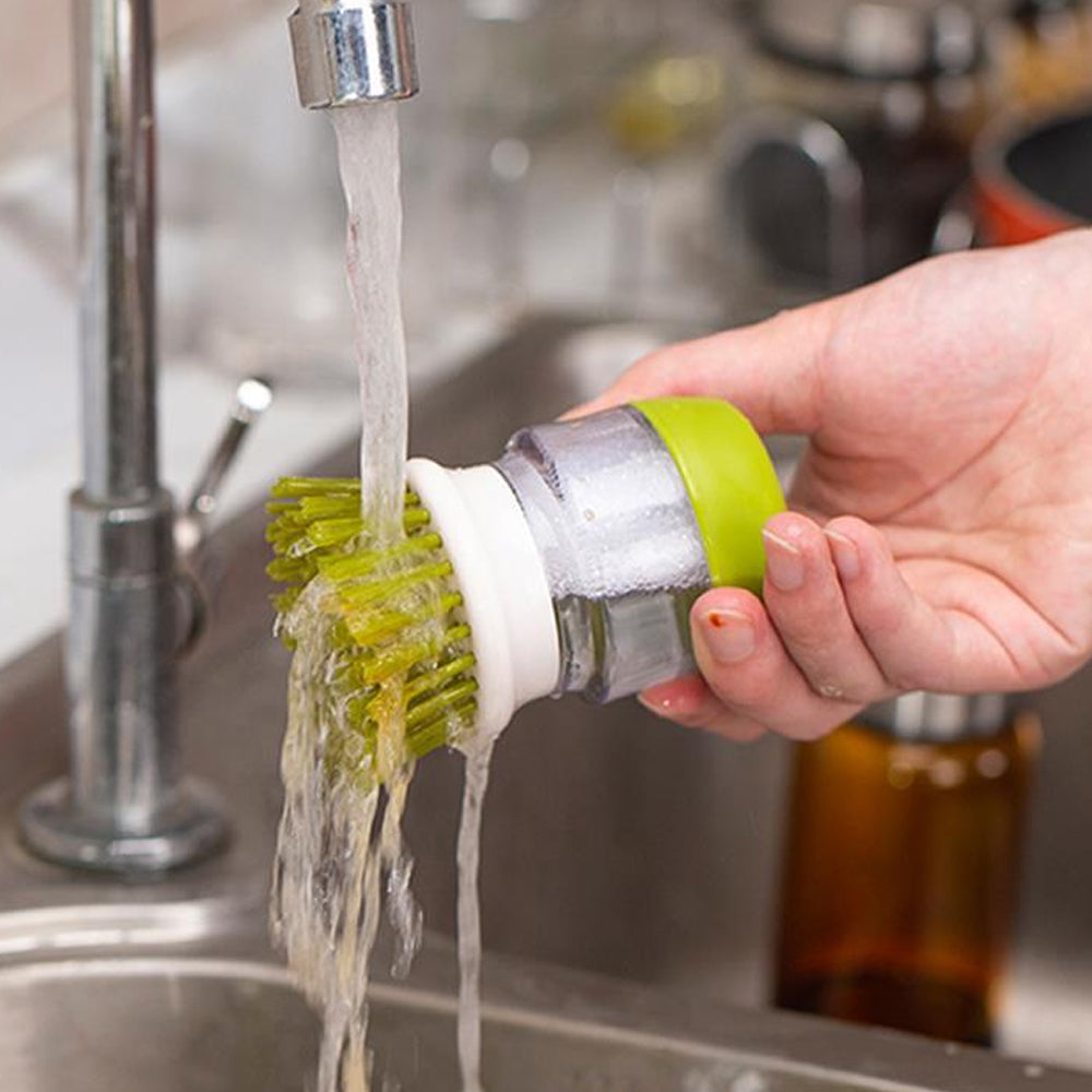 Dish Scrub Brush with Soap Dispenser Palm Scrub Washing Brush Pressing Cleaner