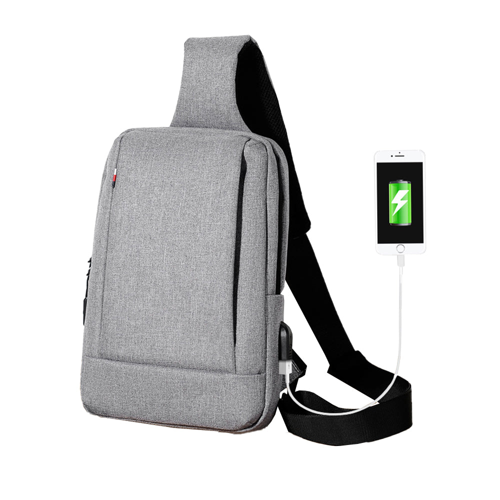 Chest Bag Sling Bag for Men with USB Charging Port