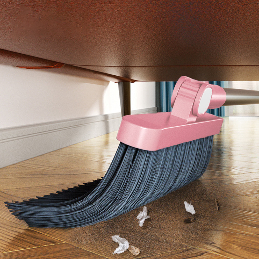 3Pcs Set of Plastic Broom with Foldable Standing Dustpan and Scraper Broom