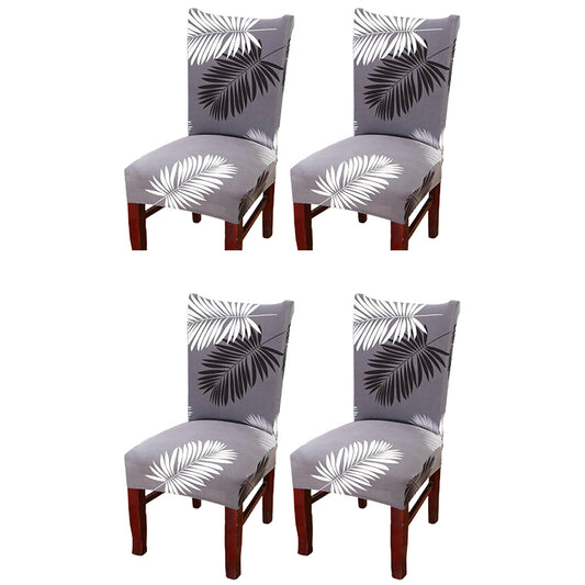 4Pcs Chair Cover Dining Elastic Spandex Anti-dirty Chair Covers-Leaves