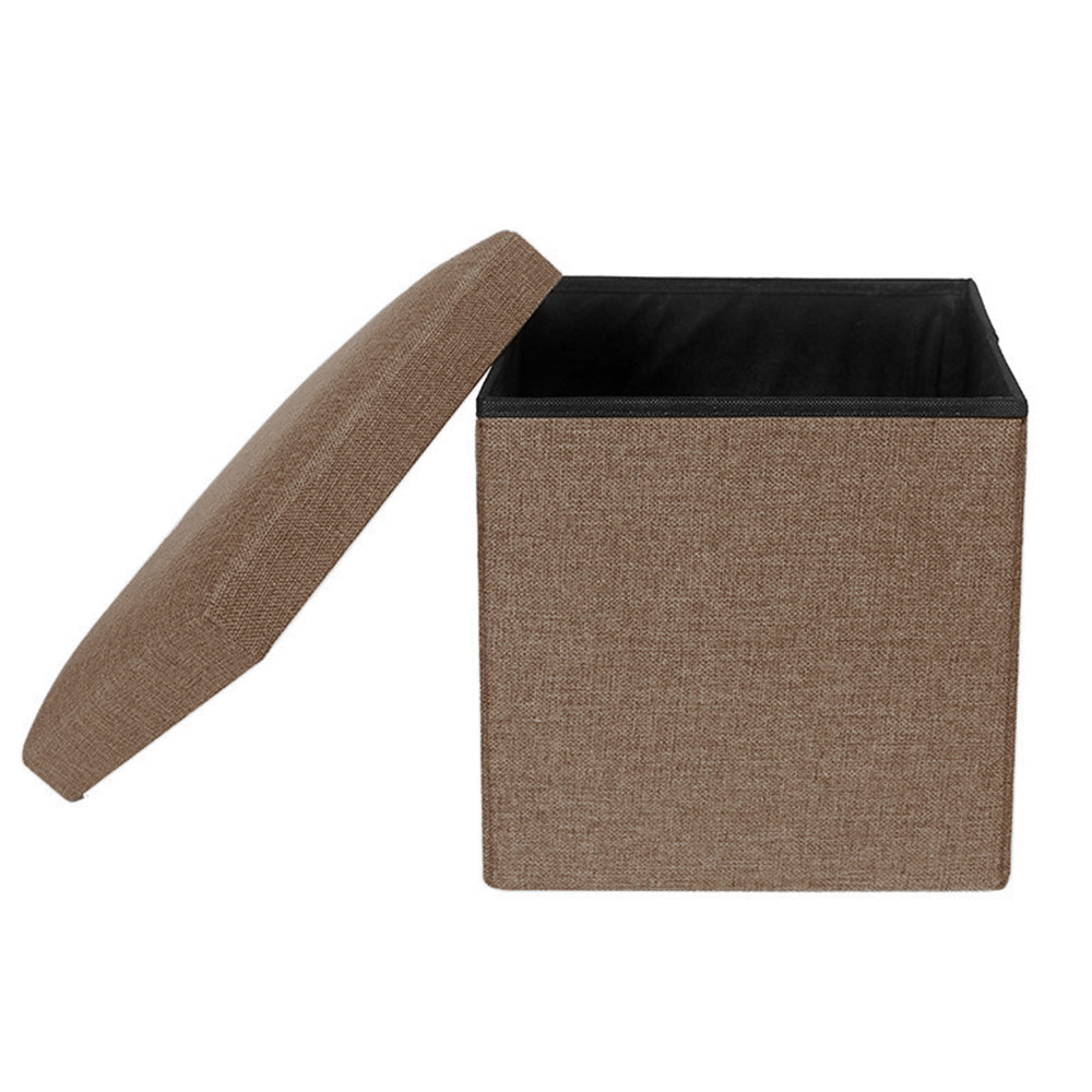 Foldable Storage Ottoman Shoe Bench with Thick Foam Lid-Coffee