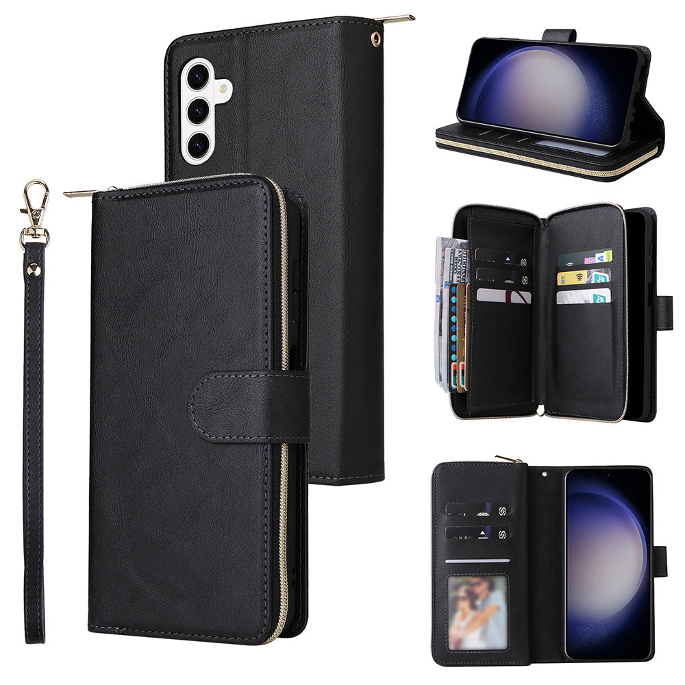 Wallet Leather Flip Cover for Samsung S26 Series with Card Slots Kickstand-Black
