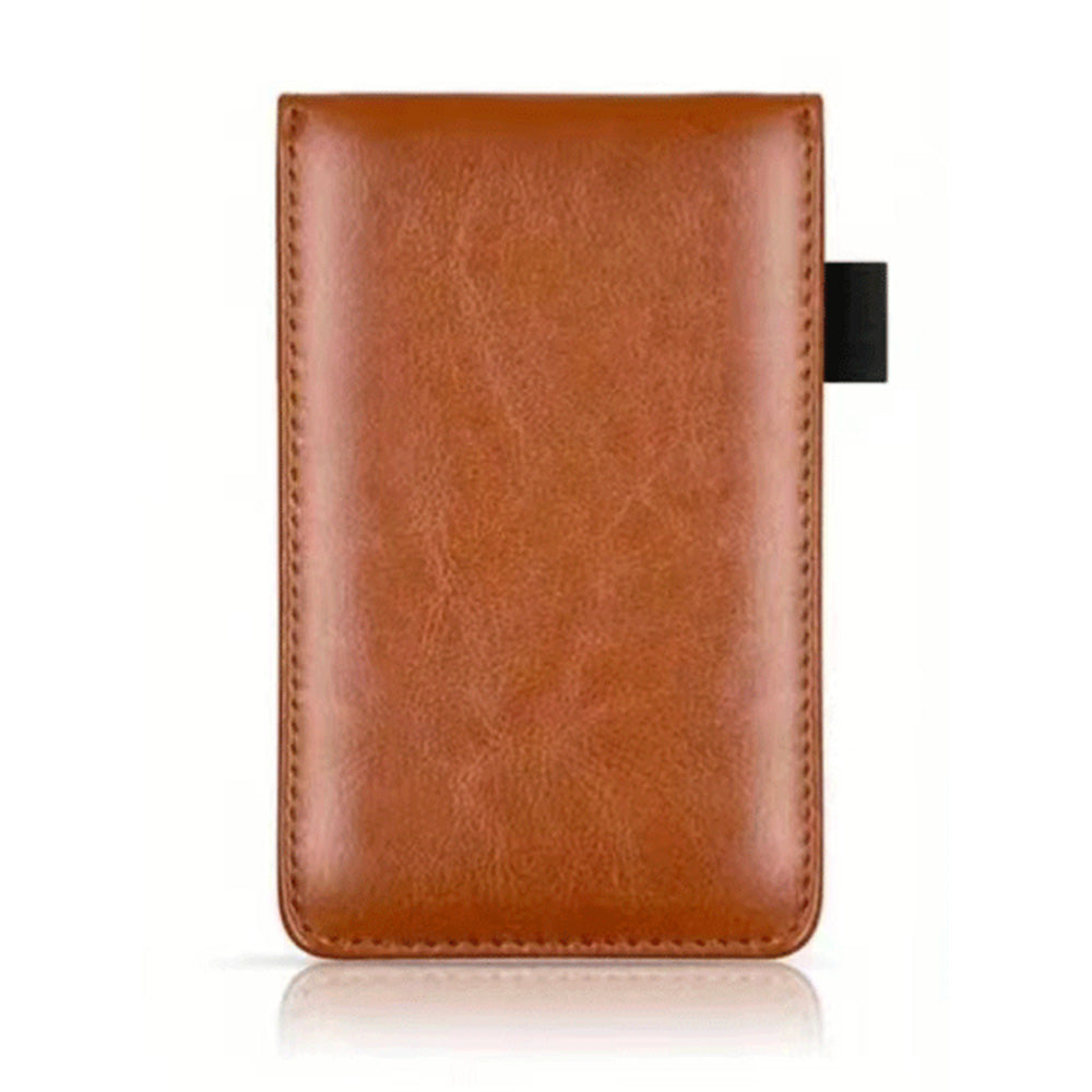 A7 Mini Pocket Notebook PU Leather Notepad with Pen Holder Card Slot