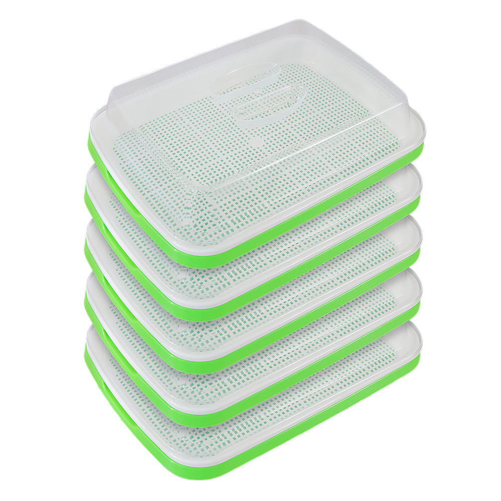 5 Pack Seed Sprouter Trays for Microgreens Soil-Free Growing with Drain Holes