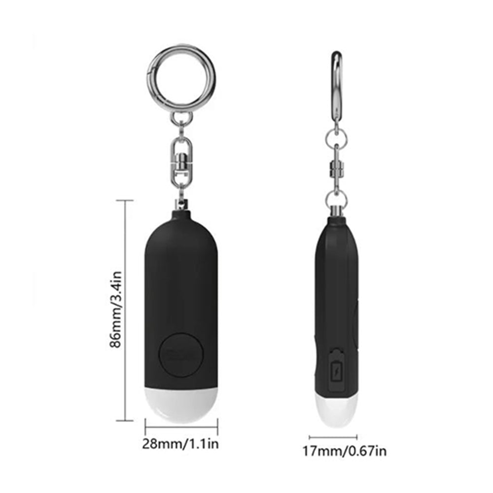 130dB Rechargeable Personal Alarm Keychain with LED Light