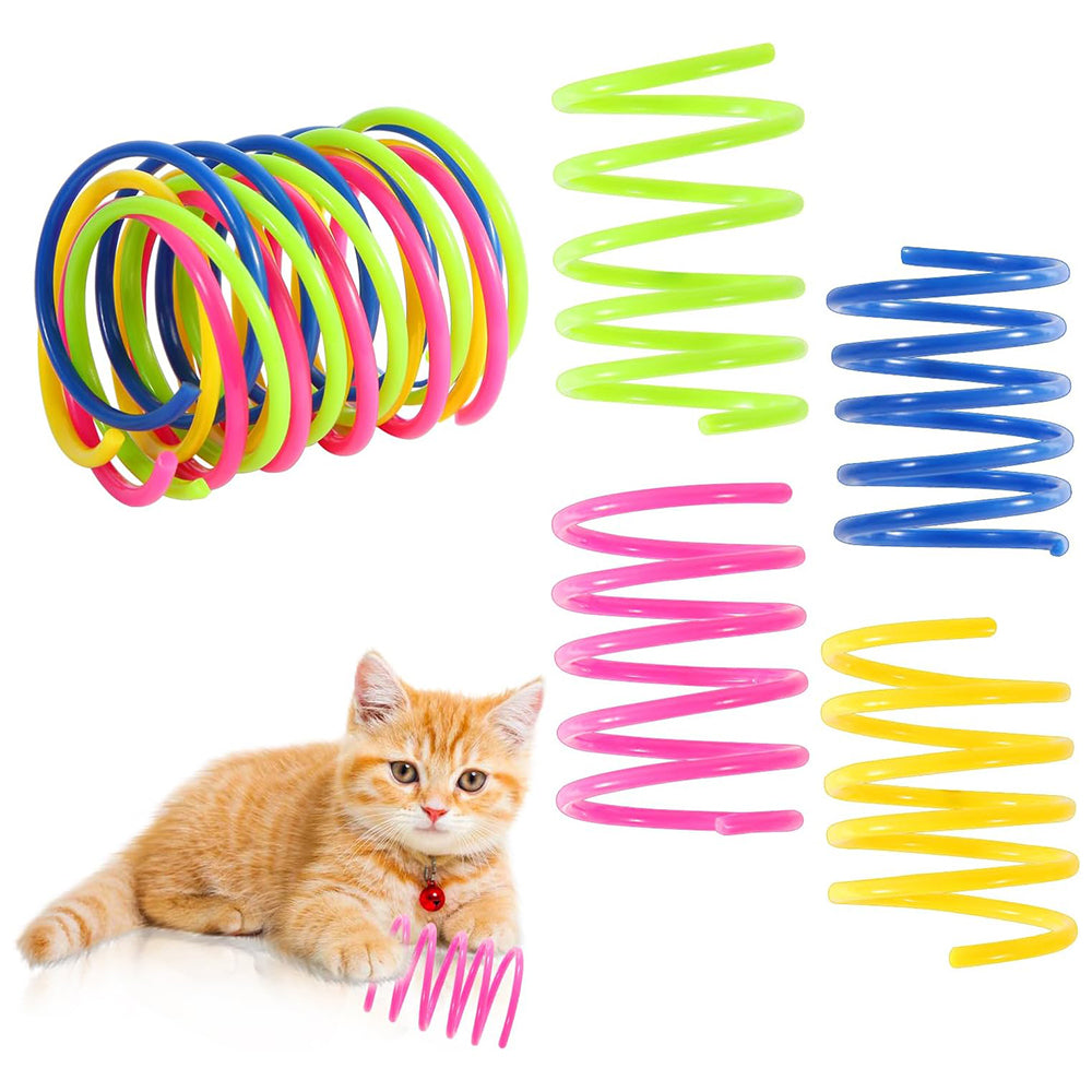 40Pcs Cat Kitten Spring Bouncy Toy Plastic Training Toys Colorful Coil Teasing Playing Cat Toy