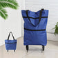 2 in 1 Foldable Shopping Cart Bag with Wheels Portable Trolley Bag