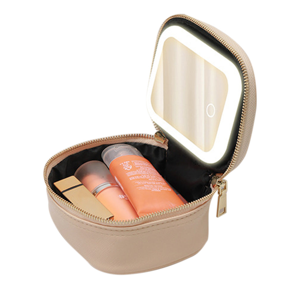Small Makeup Bag Travel Case with Mirror and Adjustable Light