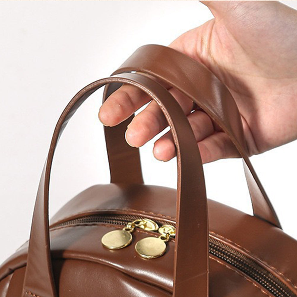 Portable PU Leather Cosmetic Bag with Handle