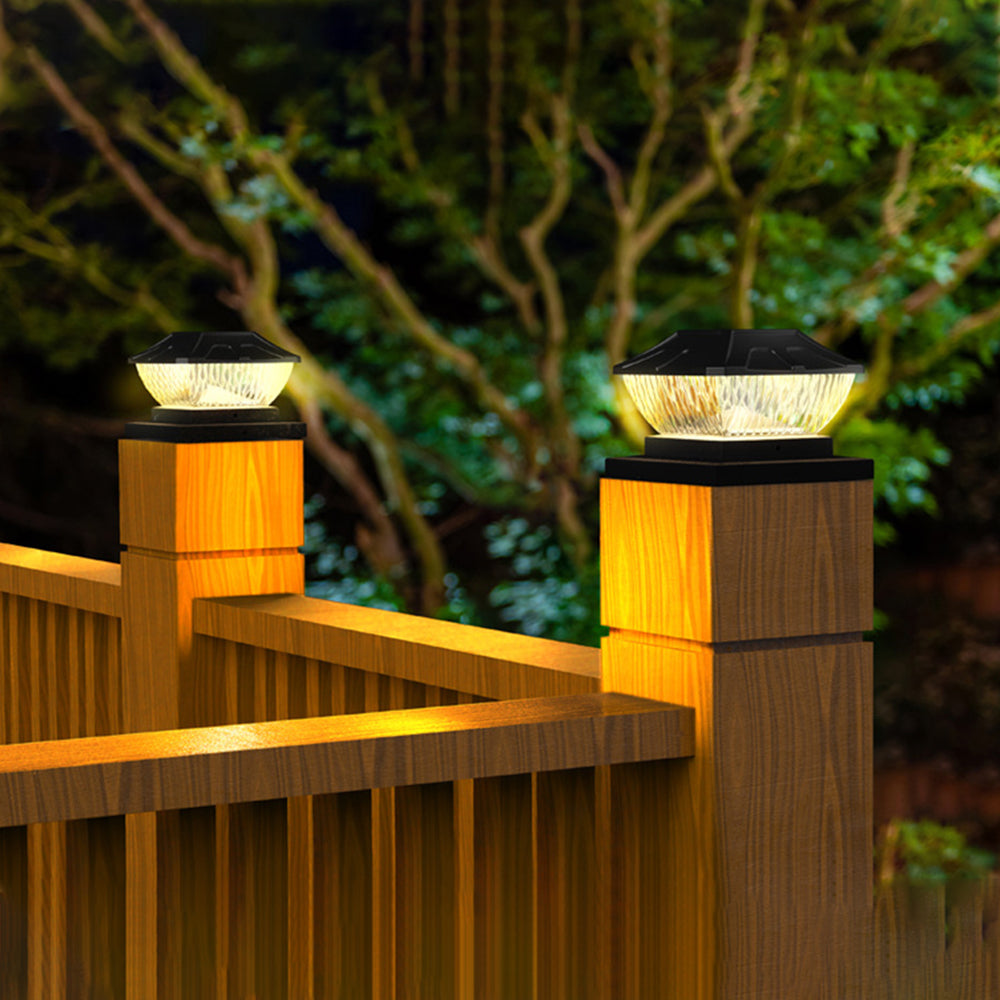 4Pcs 8LED 2 Modes Solar Powered Deck Fence Cap Lights for 4x4 5.5x5.5 Inch Posts