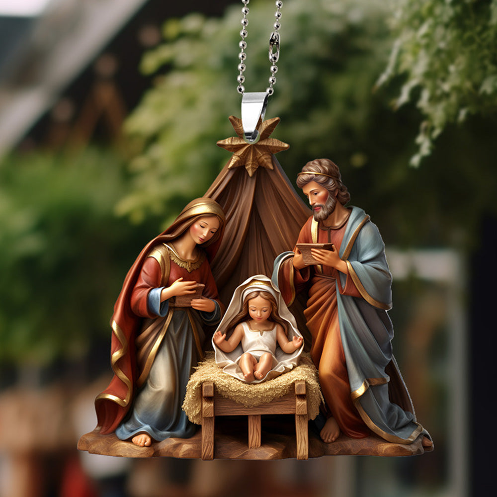 7Pcs 2D Christmas Nativity Scene Ornaments the Birth of Jesus Decor
