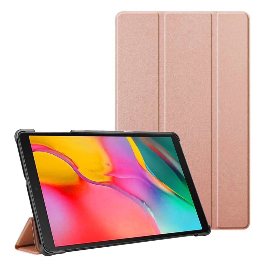 PU Leather Trifold Stand Case for Fire HD 10 2021 2023-Rose Gold