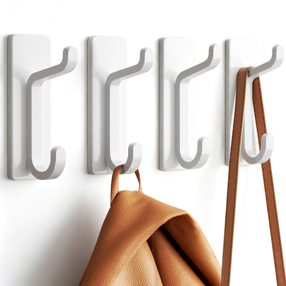 4 Pack Stainless Steel Double Adhesive Hooks with 3kg Capacity