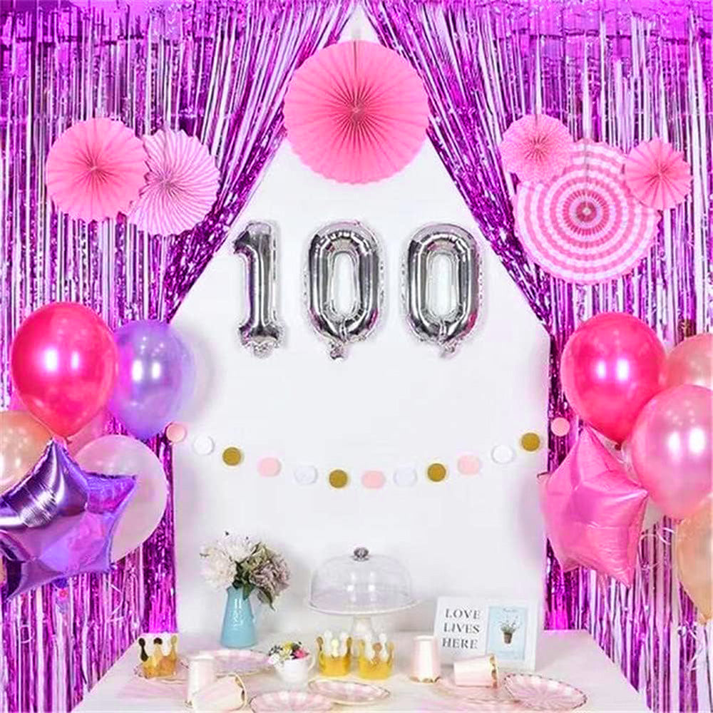 2Pcs 2m Metallic PET Foil Fringe Door Curtains for Party Backdrops