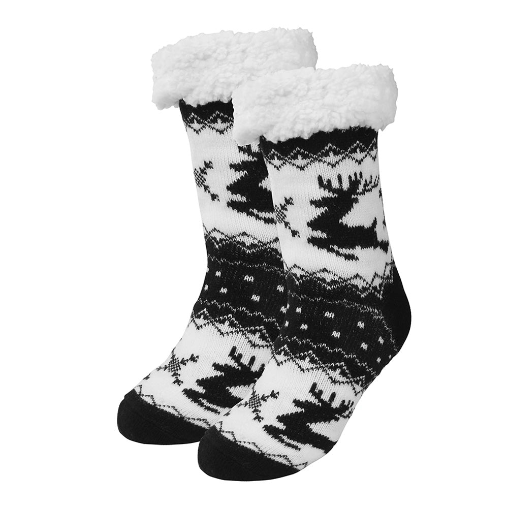 Christmas Non-Slip Floor Socks for Women - Cozy Fleece House Socks with Anti-Slip Sole