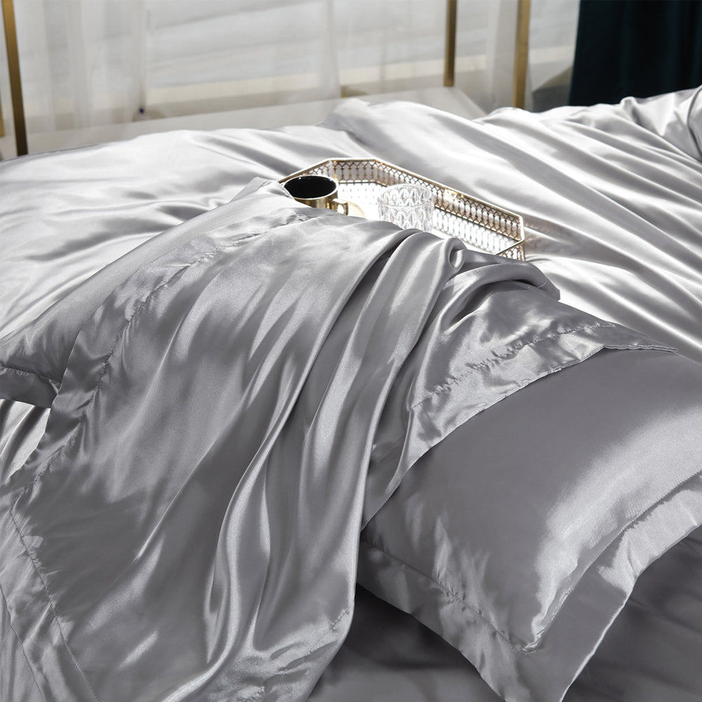 2Pcs 48x74cm Satin Pillowcase Solid Color Silk Soft Bedding Pillowcase