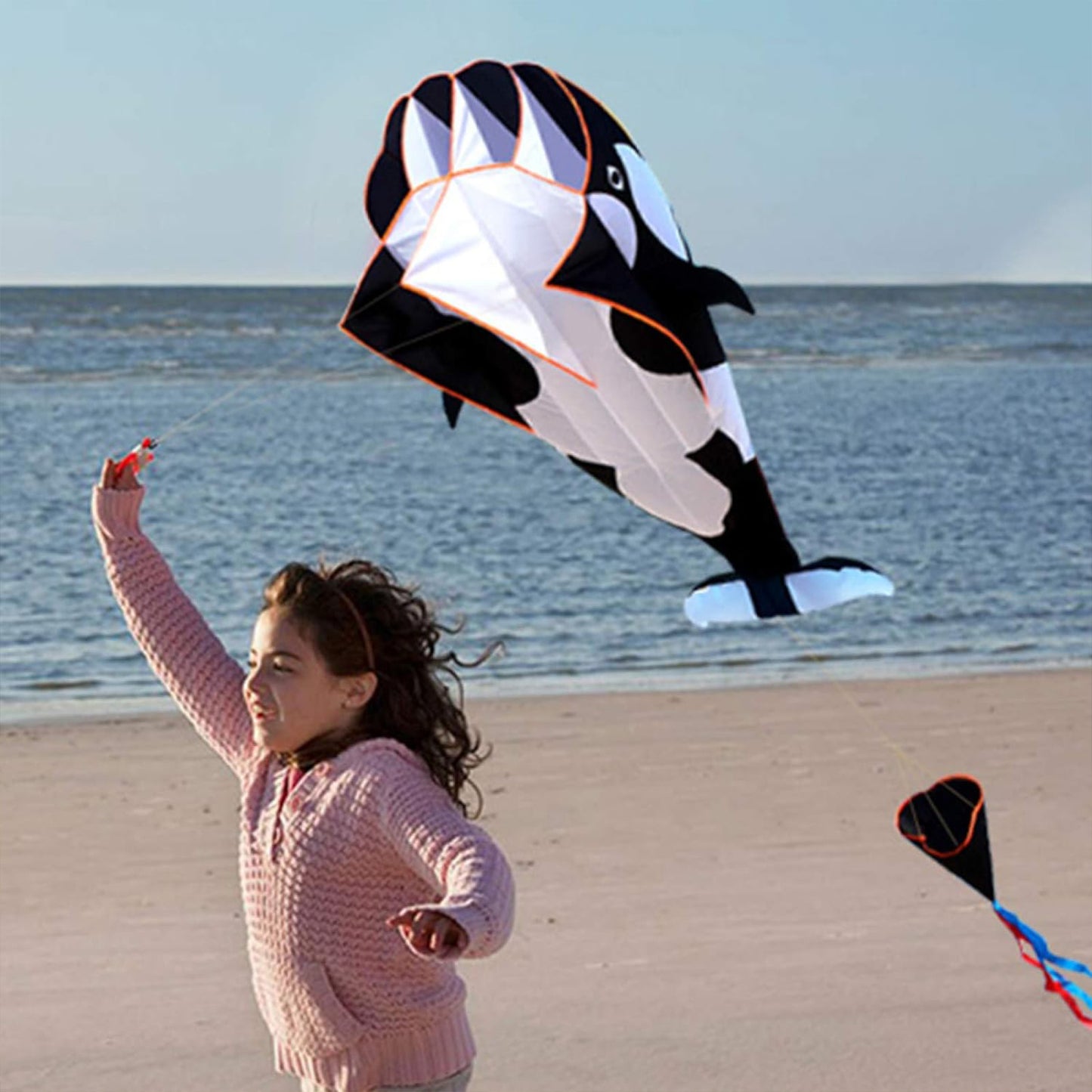 3D Soft Killer Whale Frameless Flying Kite Outdoor Sports Toy