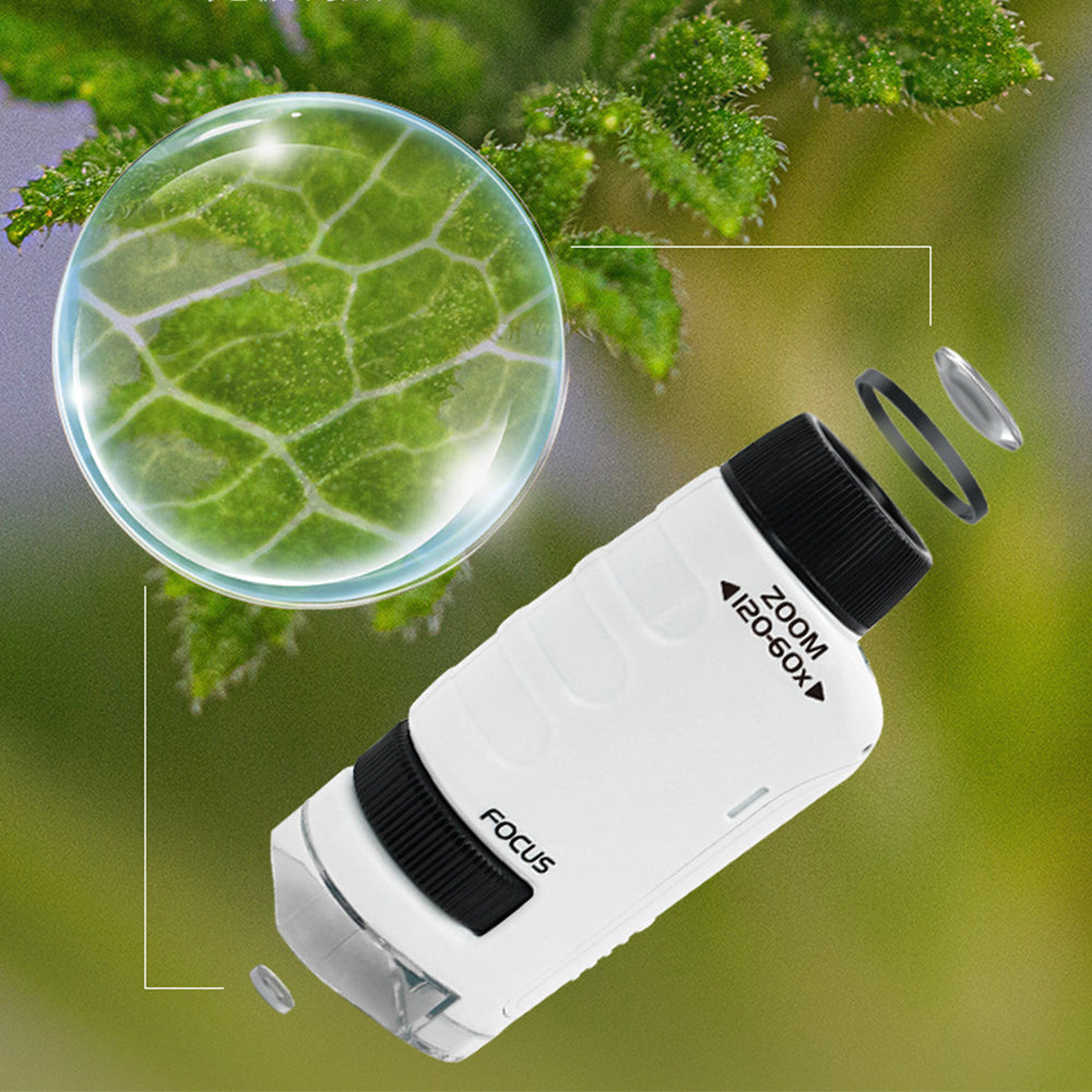Portable Pocket Microscope Science Educational Toy with 12 Microscope Slides