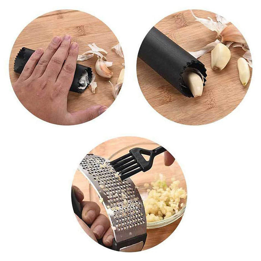 Stainless Steel Garlic Peeler and Squeezer Kitchen Tool Kit