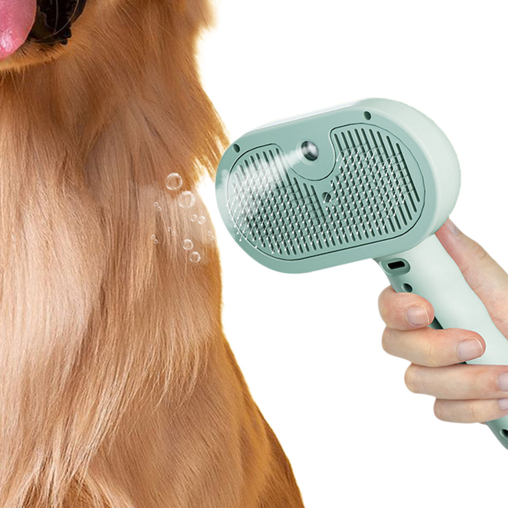 Rechargeable Pet Cat Dog Grooming Spray Brush with Self-Cleaning Function