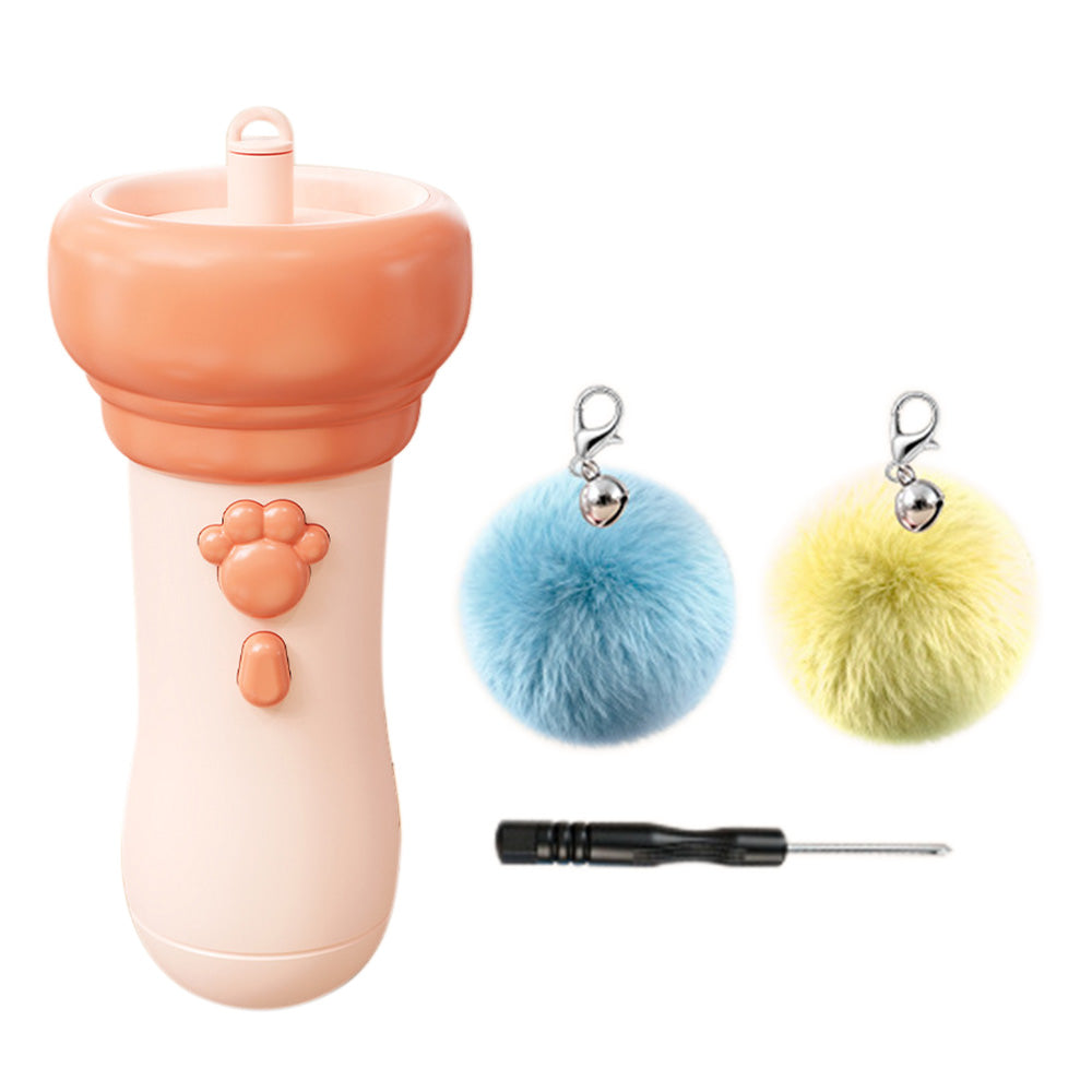 Automatic Cat Teaser Launcher with Retractable Cord and 2 Plush Balls for Cats Dogs