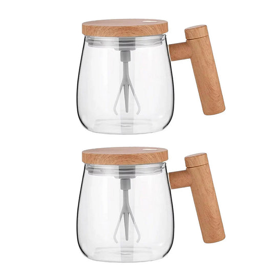 2Pcs 400ML Electric Self-Stirring Coffee Mug with Constant Temperature Coaster
