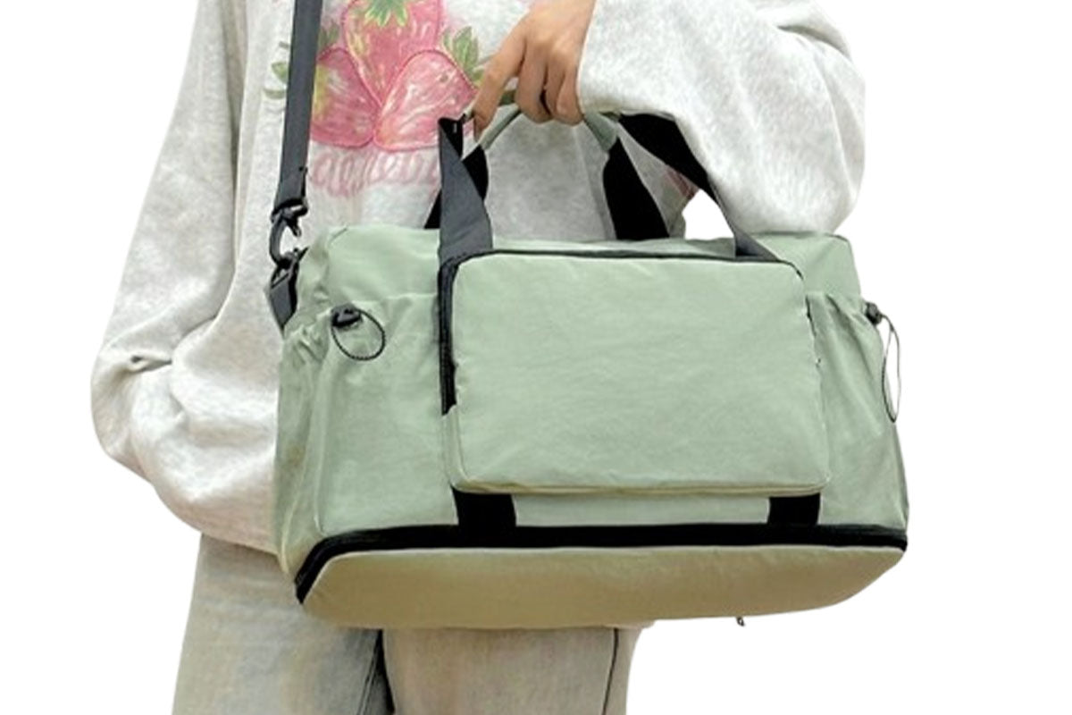 Expandable Travel Duffel Bag Gym Bag with Wet Dry Compartment