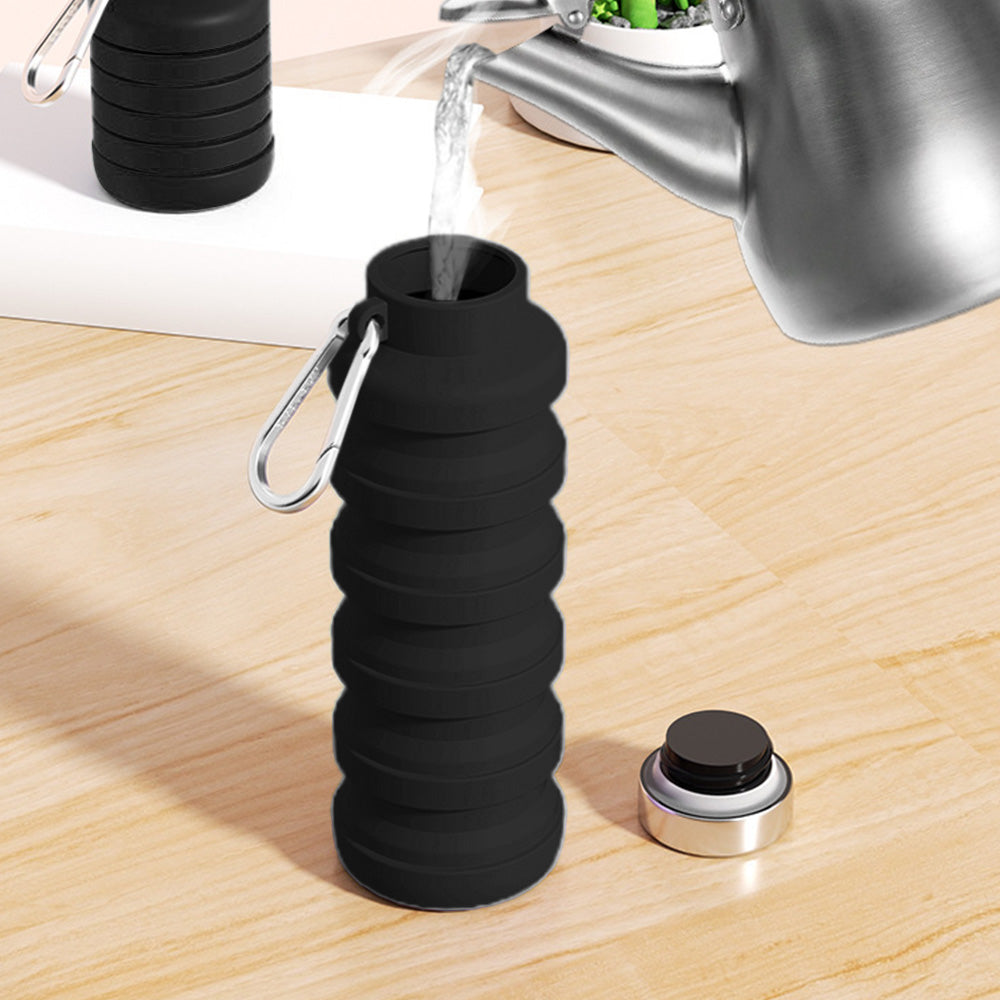 500ml Collapsible Silicone Water Bottle with Hanging Hole for Outdoor Office