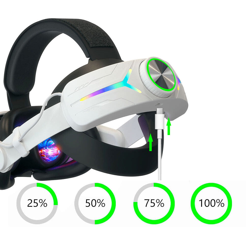 Adjustable RGB Head Strap with 8000mAh Battery for Meta Quest 3 VR  Headset Elite Strap