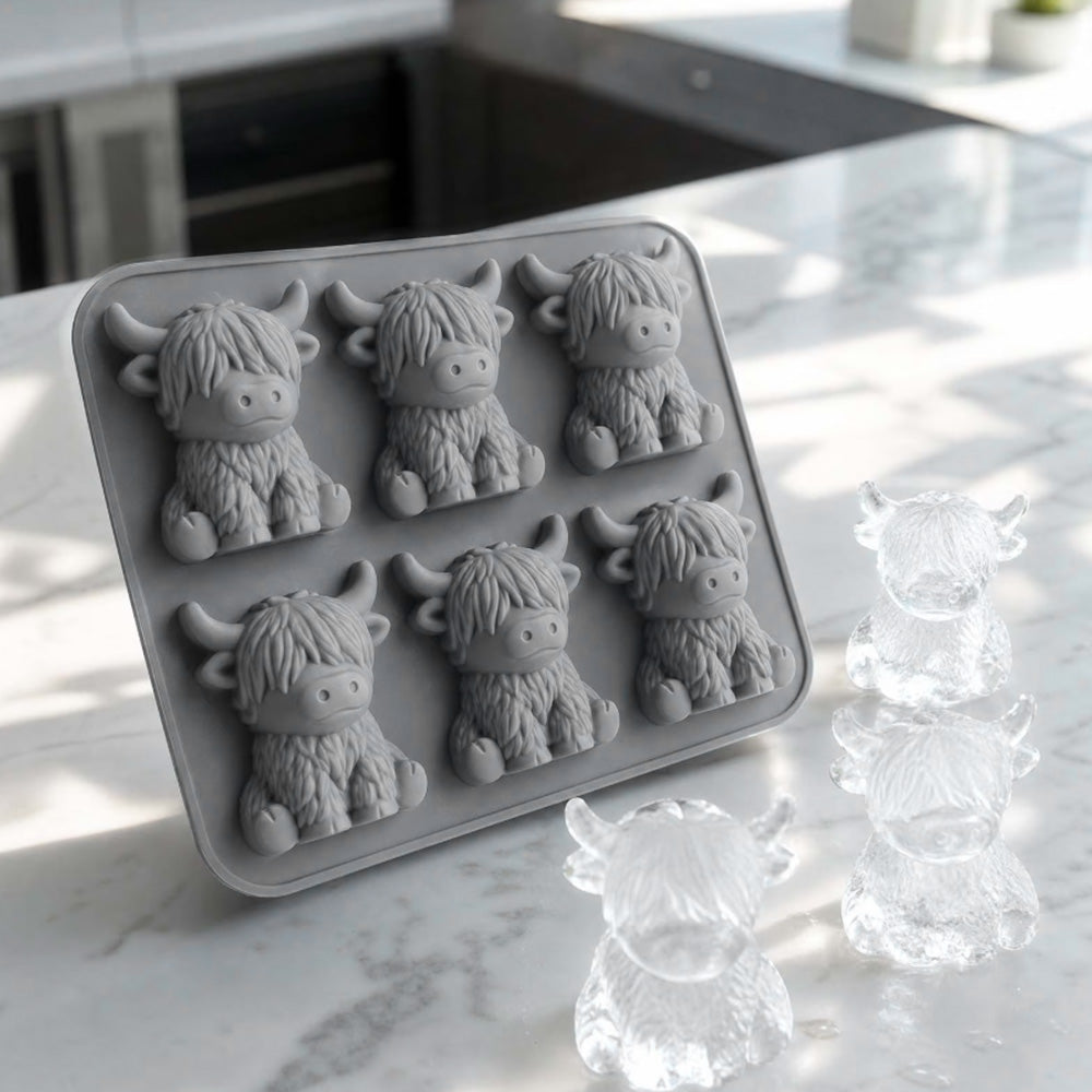 2 Pack 6 Cavity Silicone Highland Cow Ice Cube Molds