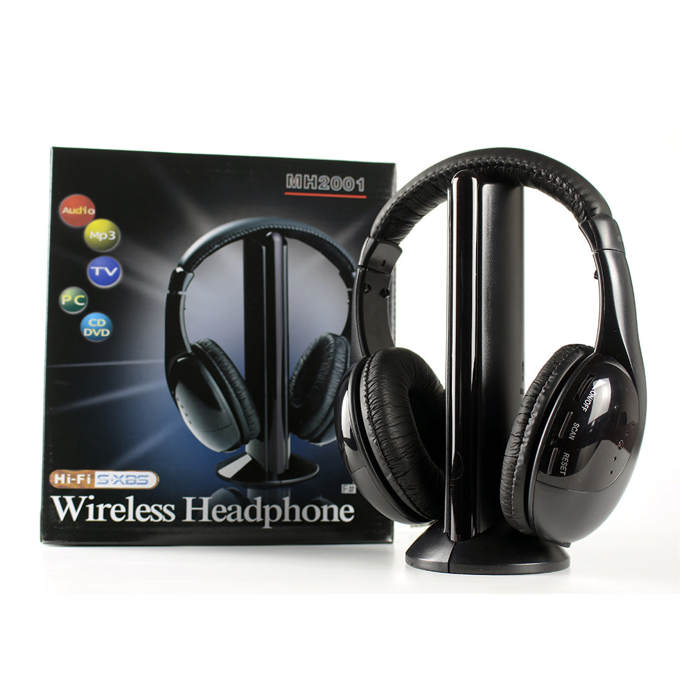 5 in 1 Wireless Headphones Rechargeable PC TV Radio Home Headset with Mic