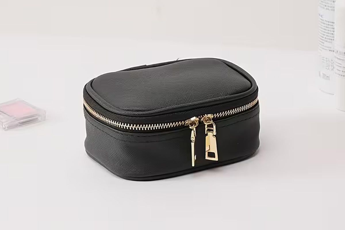 PU Leather Makeup Case Lighted Mirror LED Travel Cosmetic Organizer