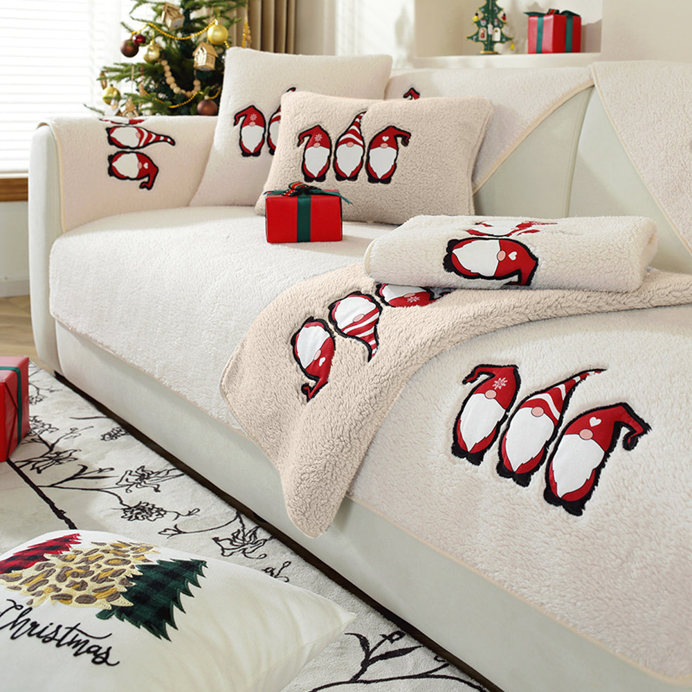 Christmas Sherpa Fleece Slipcover Protector Sofa Throw Cover Soft Thick Cozy Sofa Throw