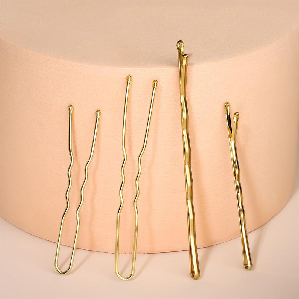 Hair Pins Set with Storage Box Bobby Pins & U Shaped Hair Clips Kit for Bun Updo Styling