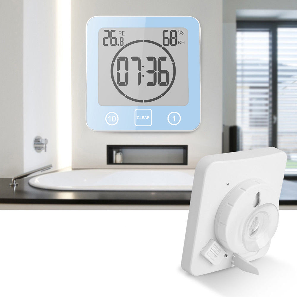 Water-Resistant Digital Bathroom Alarm Clock Temperature Humidity Meter