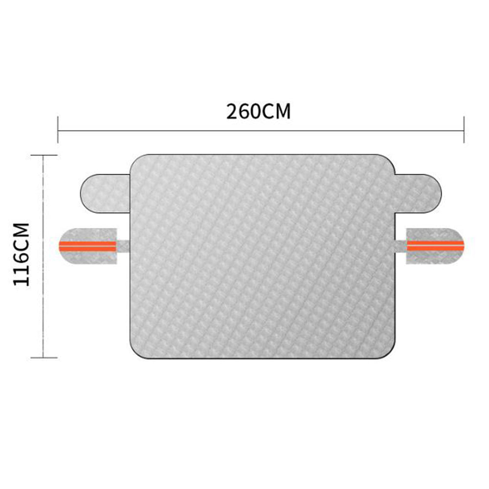 Car Windshield Snow Cover Protector with Reflection Strips-Double Layer Large Silver(with 5 strong adsorbable iron)