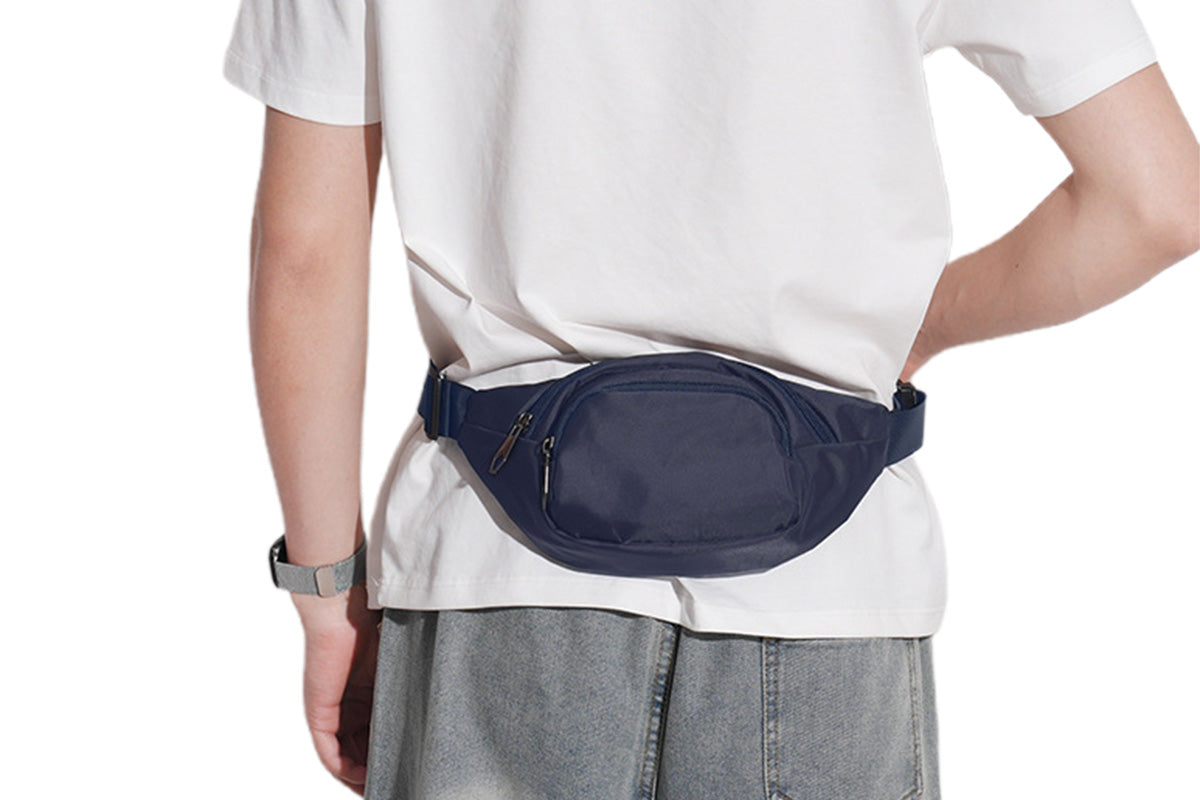 Waist Bag With 3 Zipper Pockets Crossbody Bag Unisex Large Fanny Pack For Travel Holiday
