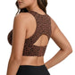 Wireless Front Closure Seamless Full Coverage Cross Back Bra for Women-Brown