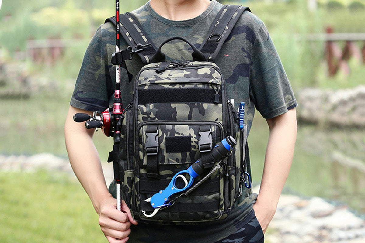 Fishing Tackle Backpack With Rod Holder Outdoor Shoulder Fishing Gear Bags