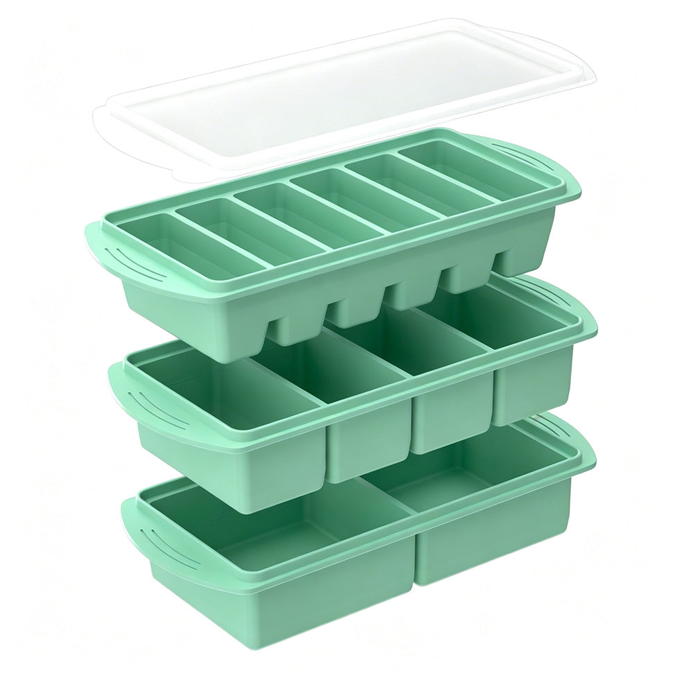 3 Pack Silicone Freezer Trays with Lids for Soup Sauce Meal Prep Storage
