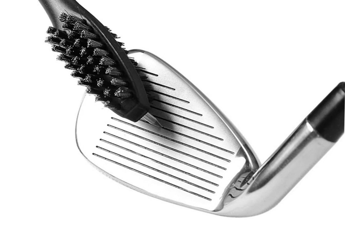 Dual Sided Golf Club Groove Cleaner Brush Tool with Retractable Carabiner