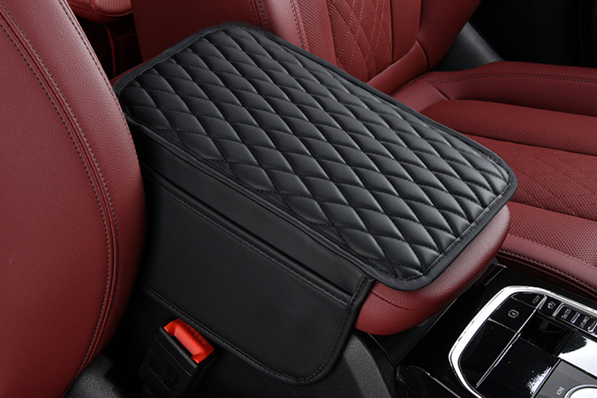Microfiber Leather Car Center Console Cover Car Arm Rest Cover with 2 Storage Bags