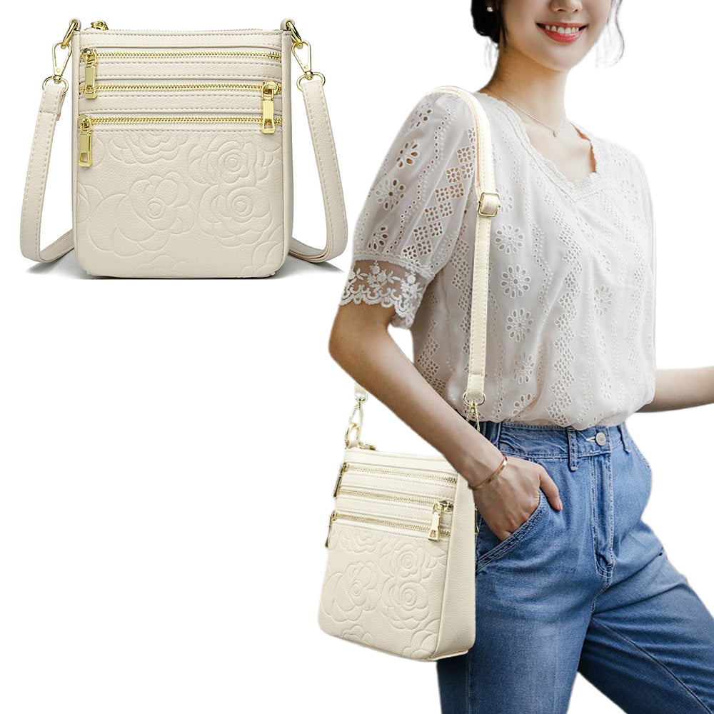 Genuine Leather Crossbody Shoulder Bag Multi-Compartment Water-resistant Handbag