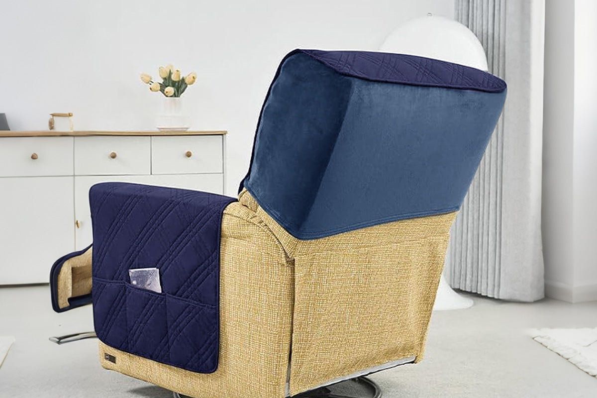 Water Resistant Quilted Recliner Chair Cover Anti-Slip Recliner Sofa Protector with Storage Pockets