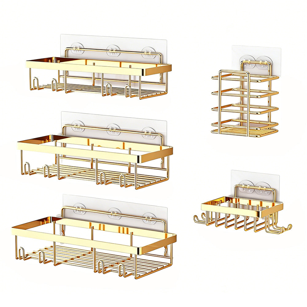 5Pcs Shower Caddy Adhesive Bathroom Wall Organizer Rack